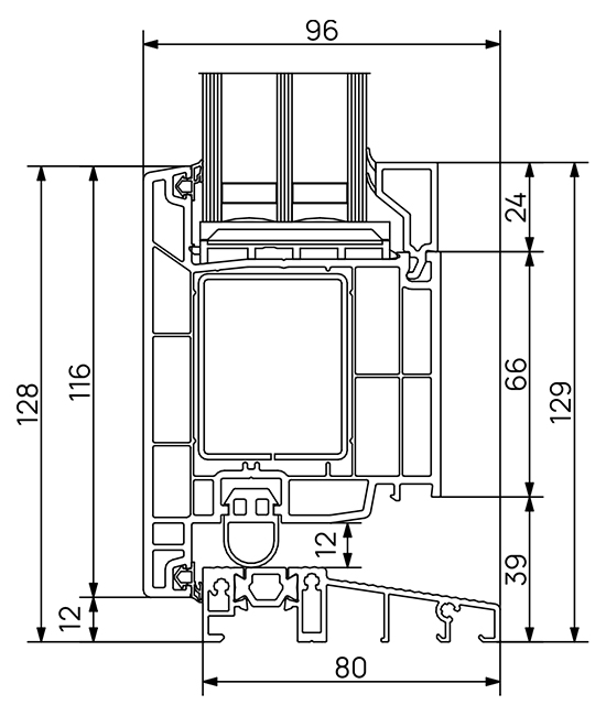 Framex 80 MD PVC durys – techninės charakteristikos