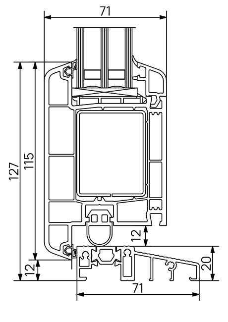 Framex 71 PVC durys – techninės charakteristikos