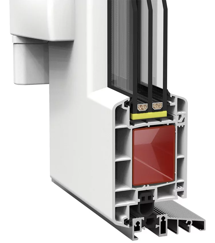 Framex 71 PVC durys – vaizdas iš lauko