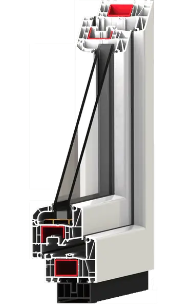 Plastimet Click-On AD plastikinio lango profilio pjūvis