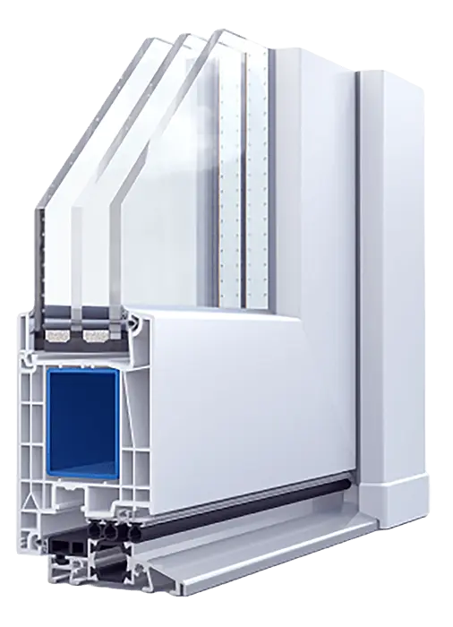 WDS 76 AD plastikinių durų profilio pjūvis