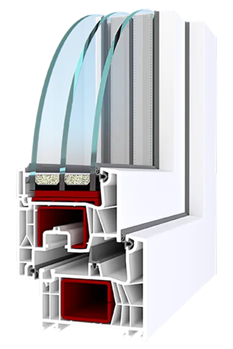 WDS 76 MD plastikinio lango profilio pjūvis